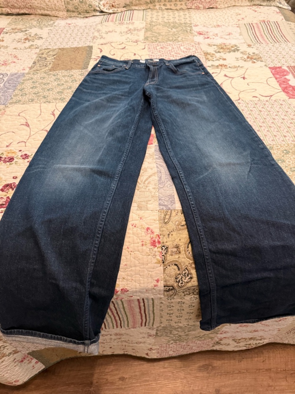 MOTHER Wide-Leg Jeans in Dark Blue Denim
